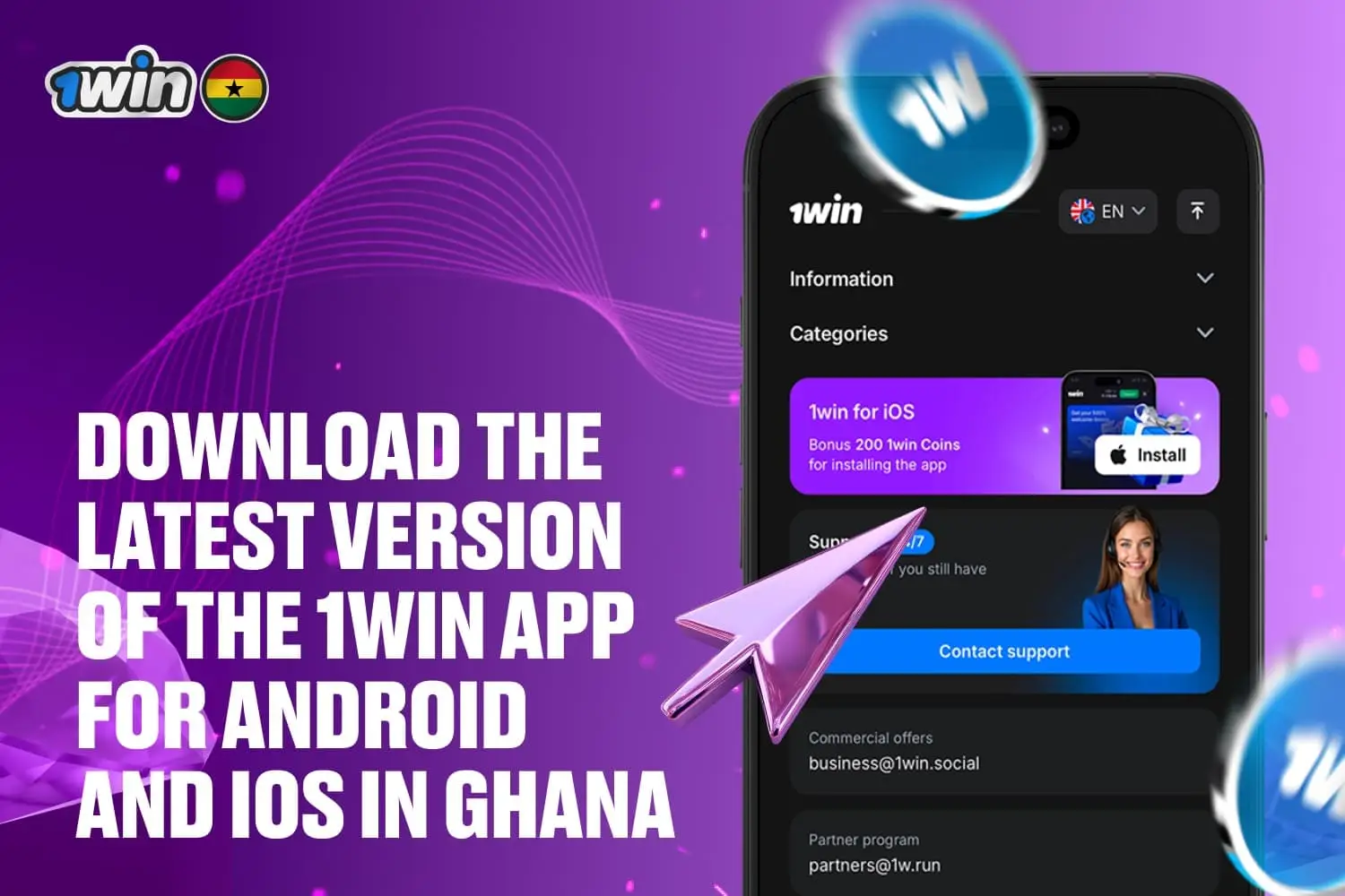 Install 1win Ghana App – Android APK & iPhone iOS Available